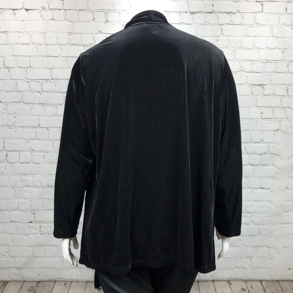3XCalvin Klein Black Velour Open Front Cardigan - Picture 2 of 4